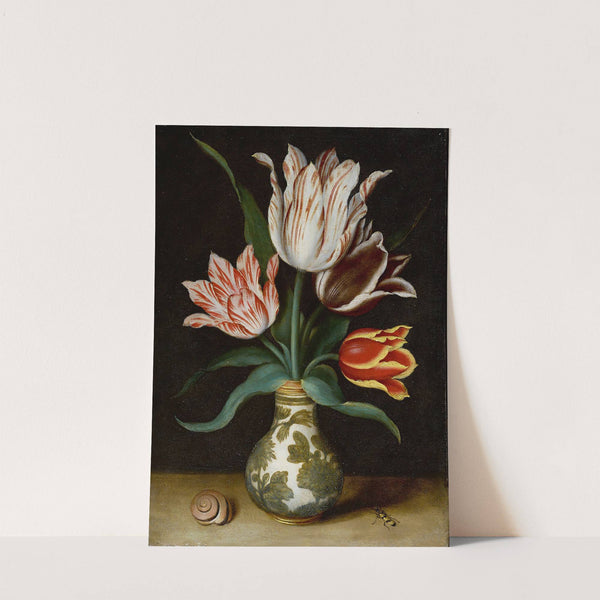 Still Life Of Four Tulips In A Wan-Li Porcelain Vase by Ambrosius Bosschaert the Elder