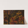Still life of fruit set on a ledge draped with brocade by Carlo Manieri