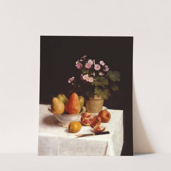 Still life (primroses, pears and promenates) by Henri Fantin-Latour