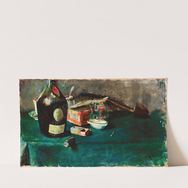 Still life with a D.O.M. bottle (1883) by Christian Krohg