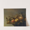 Still Life With A Ewer And Some Fruit On A Partly-Draped Stone Ledge by Harmen Steenwyck