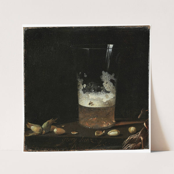 Still Life with a Glass of Beer and Nuts (1645) by Georg Hainz