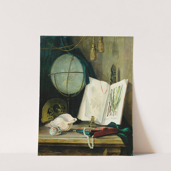 Still life with a globe and shells by Thomas Germain Joseph Duvivier