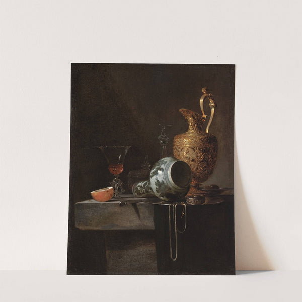 Still Life with a Porcelain Vase, Silver-gilt Ewer, and Glasses by Willem Kalf