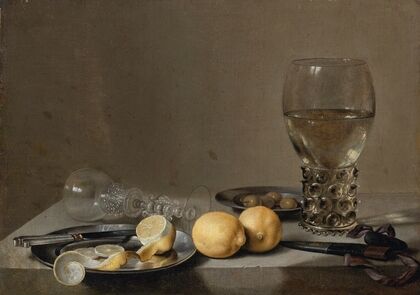 Still Life With A Roemer, Lemons, Olives And An Over-Turned Glass