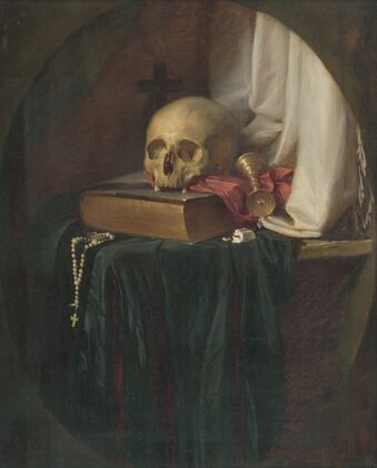 Still life with a skull and a book (1860)