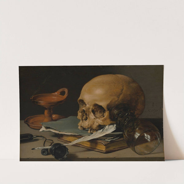 Still Life with a Skull and a Writing Quill by Pieter Claesz