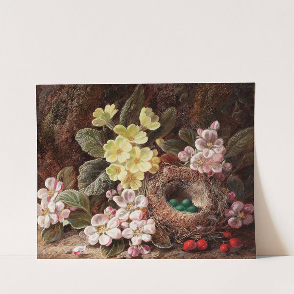Still Life with Apple Blossom, Primroses, and Bird's Nest by George Clare