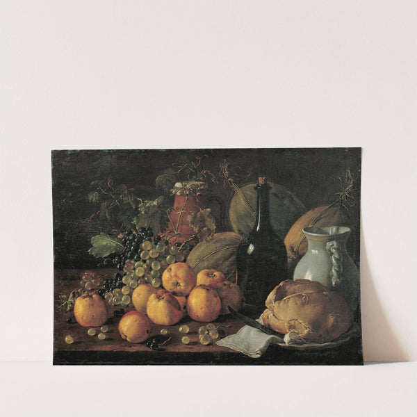 Still Life with Apples, Grapes, Melons, Bread, Jug and Bottle by Luis Meléndez