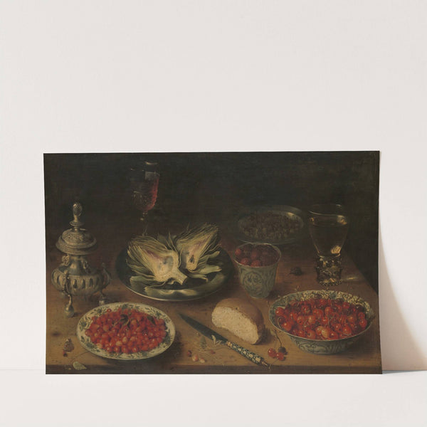 Still Life with Artichoke, Fruit in Kraak Porcelain Ware and a Salt Cellar and Pepper Castor by Osias Beert the Elder