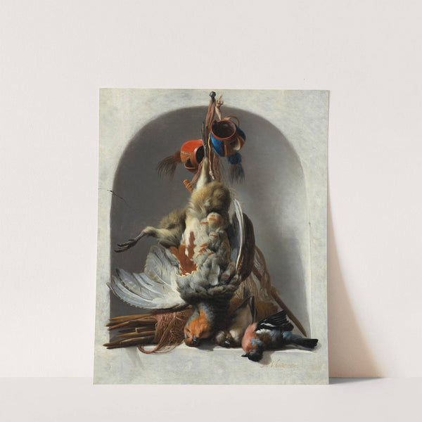 Still Life with Birds and Hunting Gear in a Niche (circa 1633) by Melchior d'''Hondecoeter