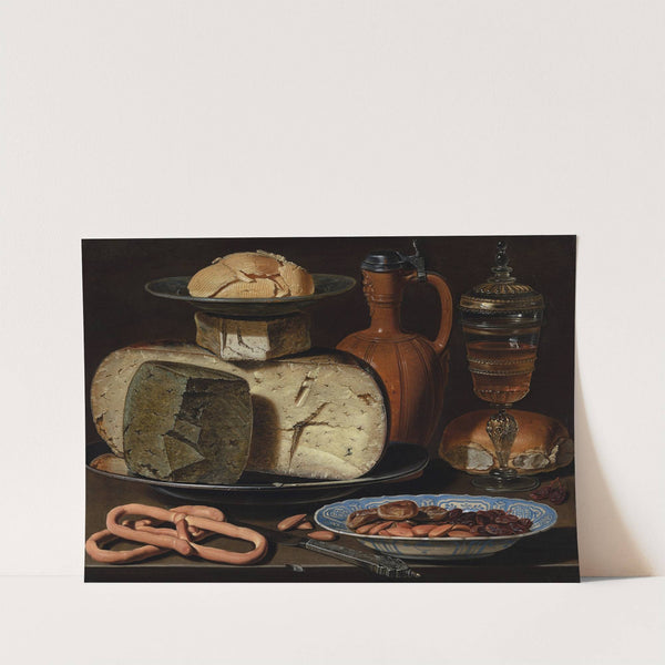Still Life with Cheeses, Almonds and Pretzels (c. 1615) by Clara Peeters