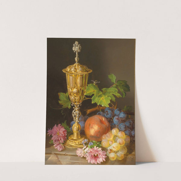 Still Life with Covered Goblet, Grapes, Apples and Asters by Andreas Lach