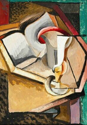 Still life with cup and book