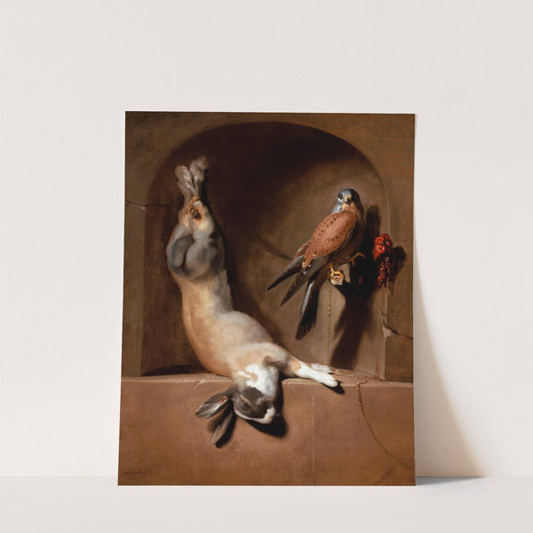 Still Life with Dead Hare and Falcon in a Niche by Dirck de Bray