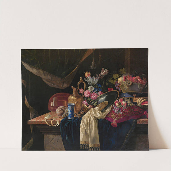 Still life with ewer, a bunch of tulips and a mandolin by François Habert