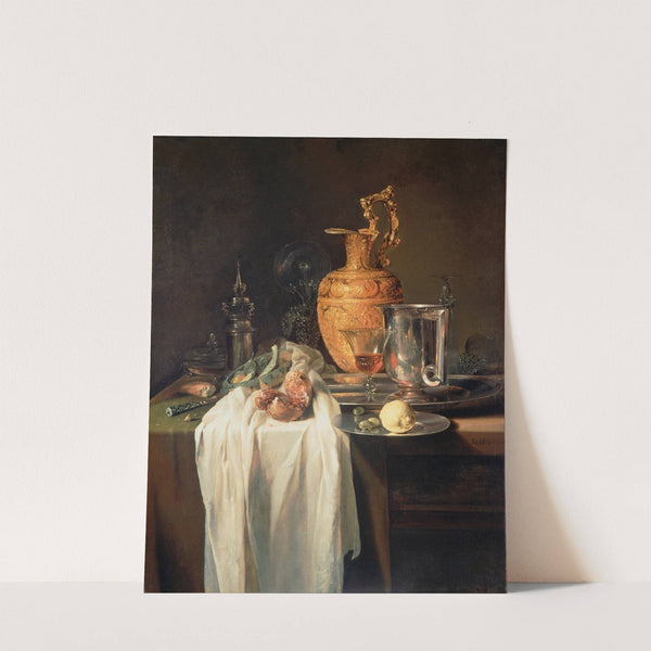 Still Life With Ewer, Vessels And Pomegranate by Willem Kalf