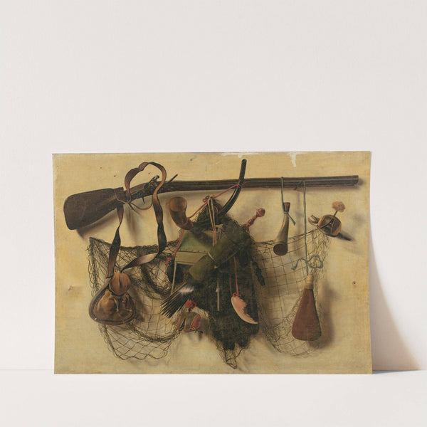 Still life with falconry instruments by Christoffel Pierson