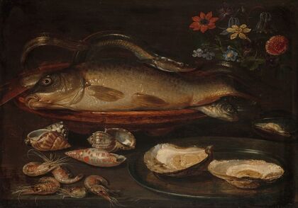 Still Life with Fish, Sea Food and Flowers