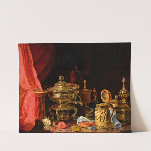 Still Life with Flowers, a Tankard with Figural Decor and Samovar (1843) by József Borsos