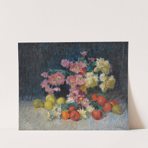 Still Life With Flowers And Fruit by Konstantin Ivanovich Gorbatov