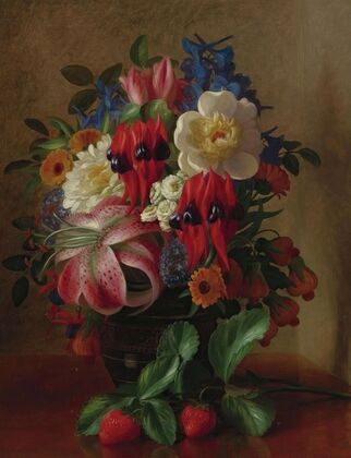 Still Life With Flowers And Strawberries