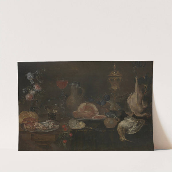 Still life with flowers, ham, game, shellfish and fruit by Alexander Adriaenssen