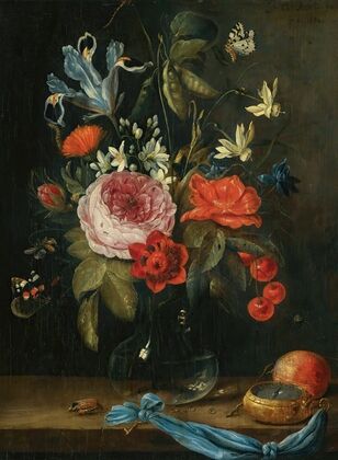 Still Life With Flowers In A Glass Vase