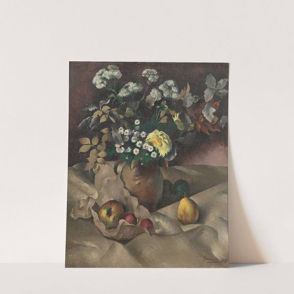 Still life with flowers, pears and apples by Paul-Elie Gernez