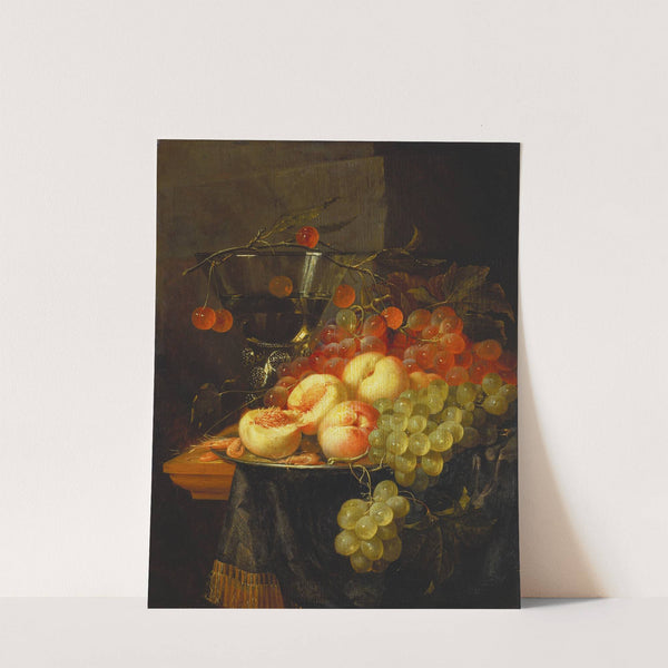 Still Life with Fruit and a Cherry Branch over a Berkemeyer Glass by Pieter de Ring