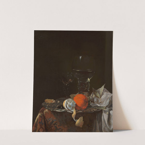 Still Life with Fruit and Wineglasses on a Silver Plate by Willem Kalf