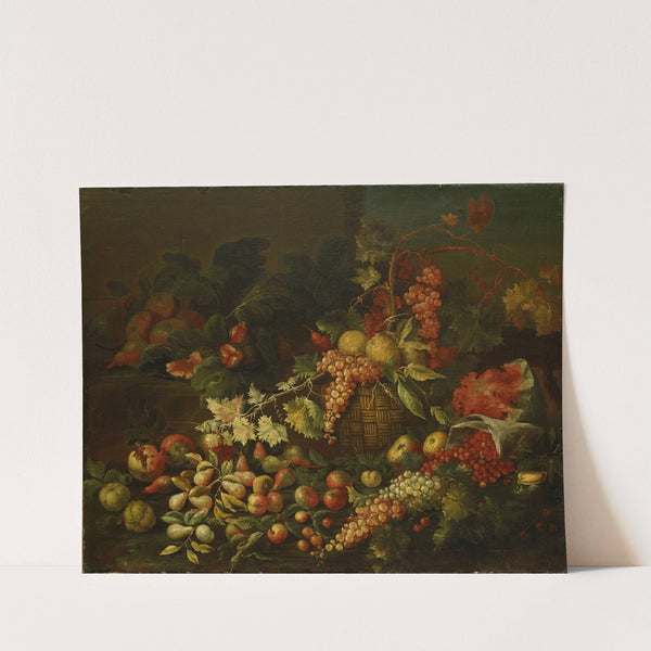 Still Life With Fruit Basket In Front Of A Wall by Giuseppe Ruoppolo