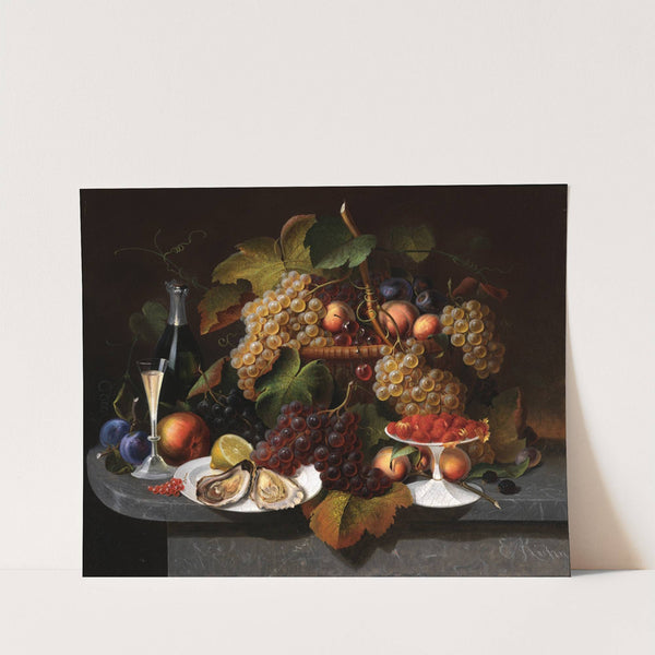 Still Life with Fruit, Oysters, and Wine by Everhart Kuhn