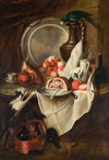 Still Life With Fruits And Ham With A Cat And A Parrot