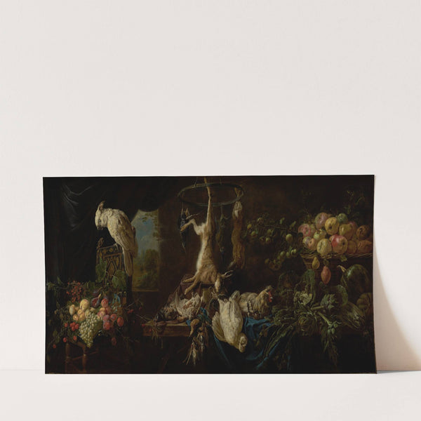 Still Life with Game, Vegetables, Fruit, and a Cockatoo (1650) by Adriaen van Utrecht