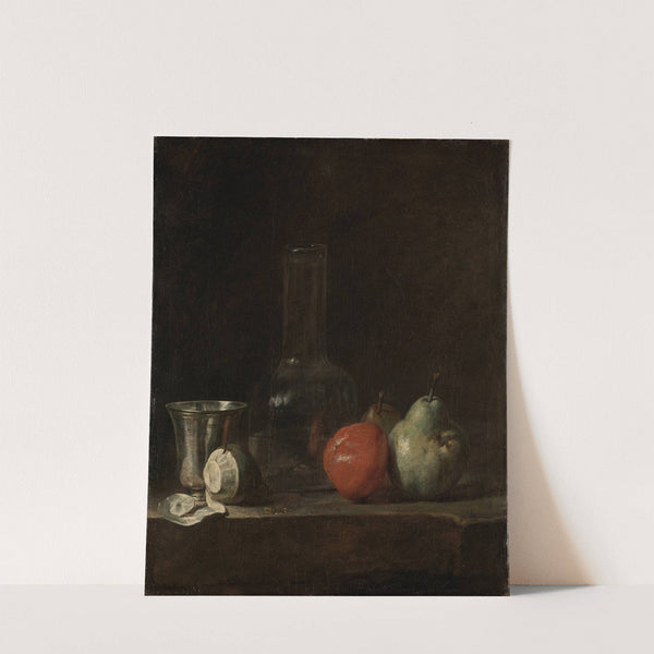 Still life with glass bottle and fruits by Jean Siméon Chardin