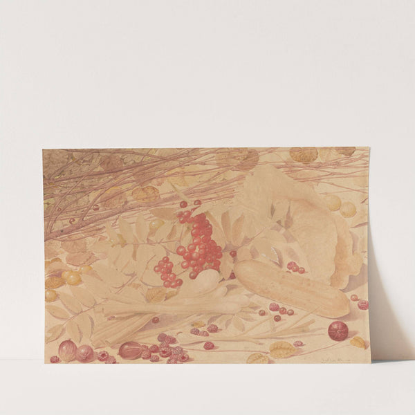 Still Life with Gooseberries, Raspberries, Red Currants, Spring Onions, a Gherkin and Foliage by Richard Dadd