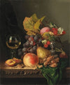 Still life with grapes and a glass of wine
