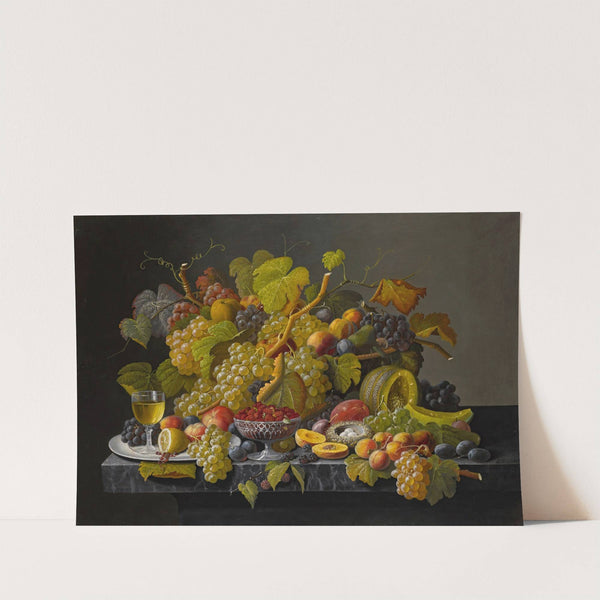 Still life with grapes and wine by Severin Roesen