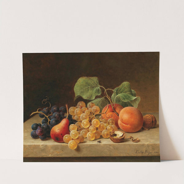 Still Life with Grapes, Peaches, a Pear and Nuts (1869) by Emilie Preyer