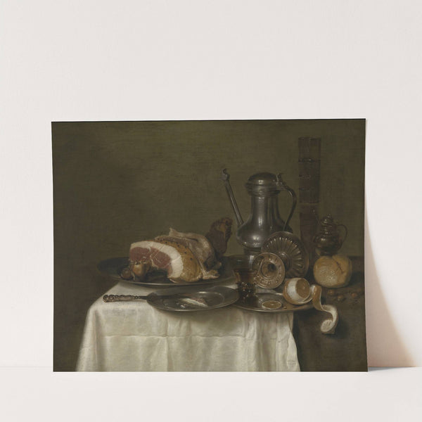 Still life with ham and bread by Willem Claesz Heda