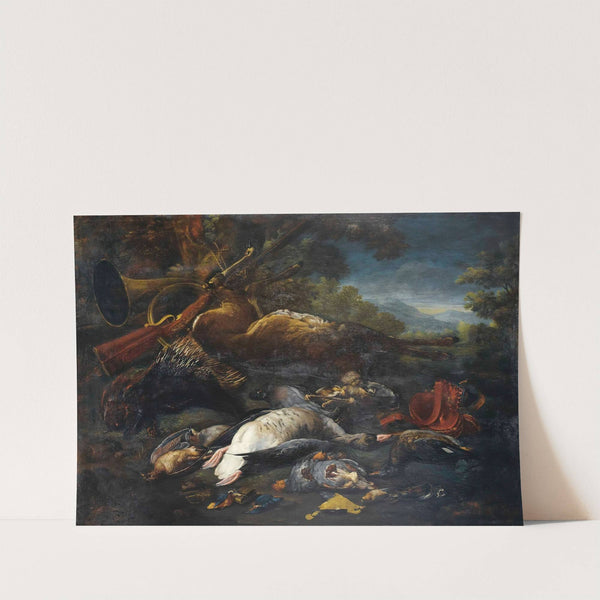 Still Life With Hunting Trophies And A Porcupine by Baldassarre De Caro