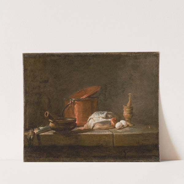Still Life with Kitchen Utensils and Vegetables (1734) by Jean Siméon Chardin