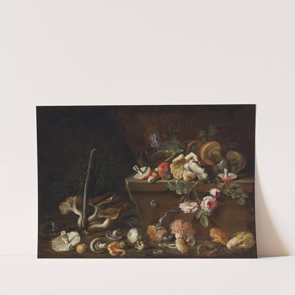 Still Life With Mushrooms And Flowers by Simone Del Tintore