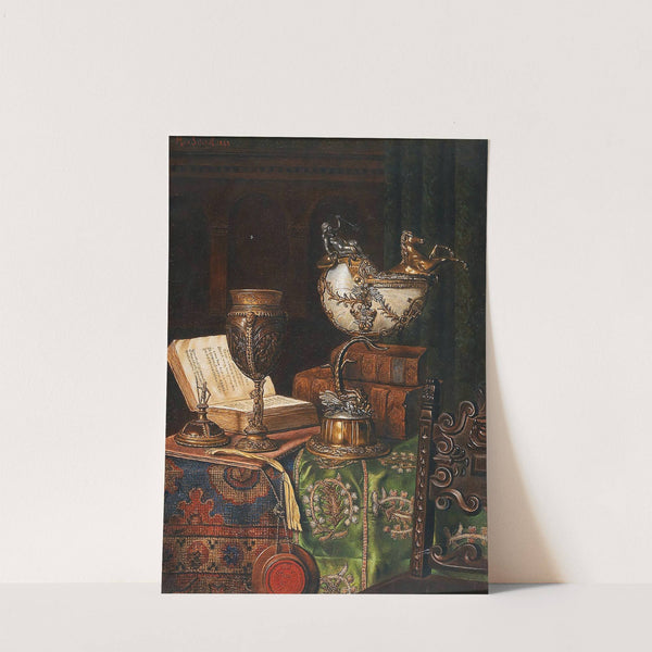 Still Life With Nautilus Goblet And Books by Max Schödl
