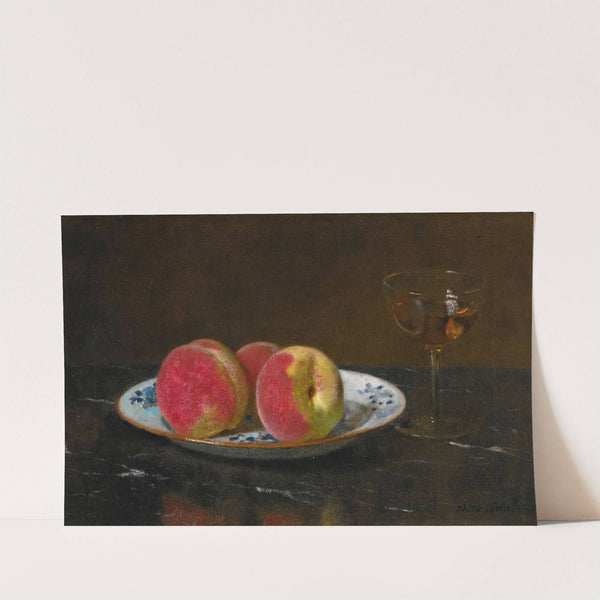 Still life with peaches and glass by Otto Scholderer