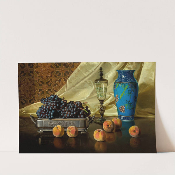 Still Life with Peaches and Grapes in a Silver Dish by Edward Chalmers Leavitt
