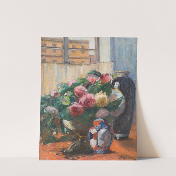 Still-Life With Peonies At The Window by Adolf Abraham Behrmann