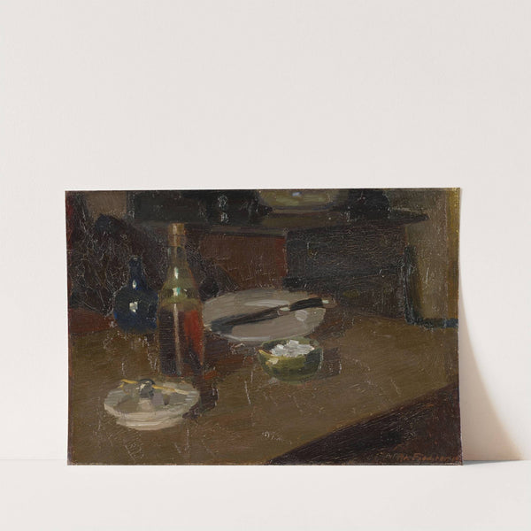 Still Life With Plate And Bottle by Arnold Fiechter
