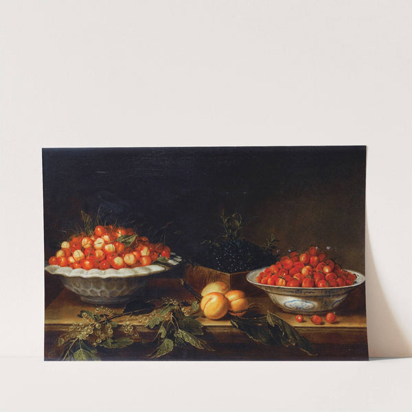 Still Life With Plate Of Cherries by Joseph Plepp